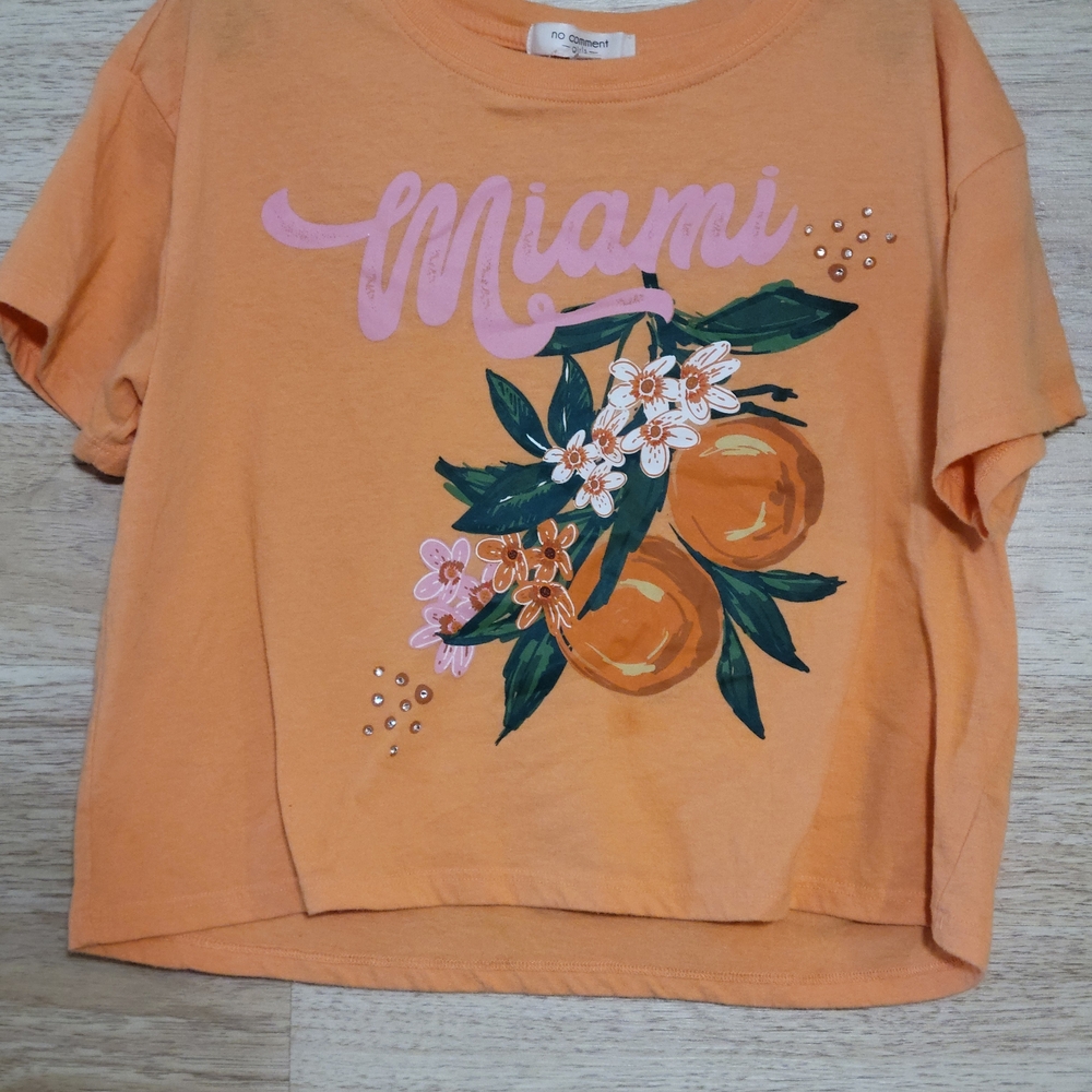 Orange Kids Tee with Miami Floral Design